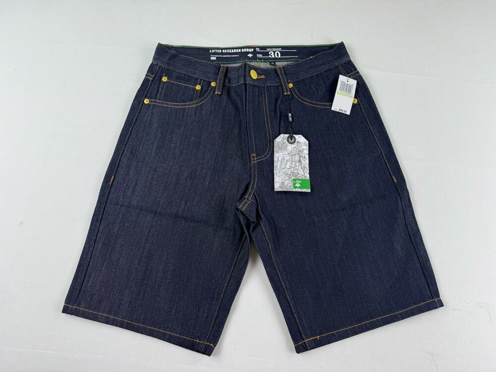 NWT LRG Mens 30 True Straight Dark Wash Denim Shorts